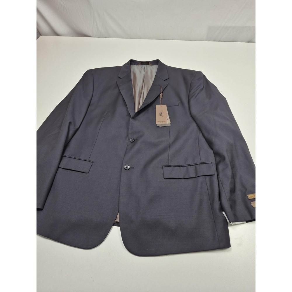 Prontomoda Suit Jacket Mens 50R Navy Super 140s Merino Wool Oxford 2 Button NWT